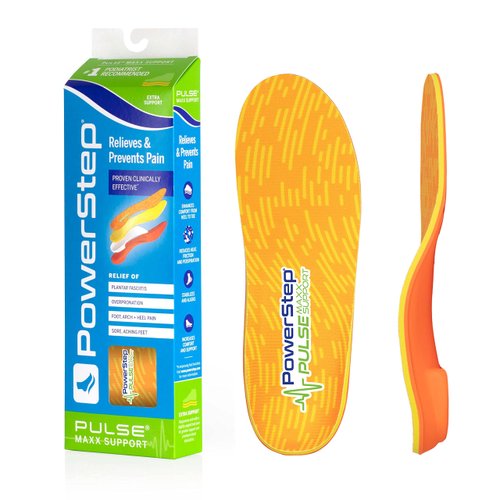 PowerStep Pulse Maxx Running Insoles - Overpronation Corrective Orthotic Inserts for Running Shoes - Maximum Ankle, Foot Pain Relief & Arch Support Insoles (M 6-6.5, F 8-8.5)
