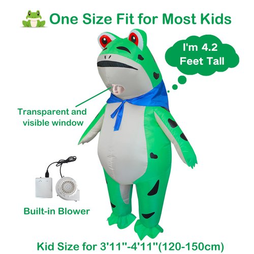 Stegosaurus Inflatable Frog Costume for Kids Halloween Cute Animal Costumes Funny Blow Up Suit for Boys Girls Cosplay Party