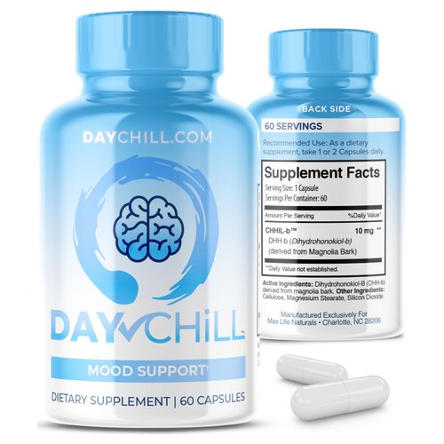 Chill Pill Happy Pills Mood Stabilizer Women and Men with Magnolia Bark 60 Capsules Formulated in USA - DHH-B Dihydrohonokiol-B Calm Pills Minerals and Chill Formula for Relaxation and Health Balance