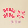 Hot Pink Press on Nails Medium Square Fake Nail Glitter False Nails Full Cover Acrylic Nails with Designs Pure Color Glossy Glue on Nails Artificial Stick on Nails for Women Nail Art Manicure 24Pcs