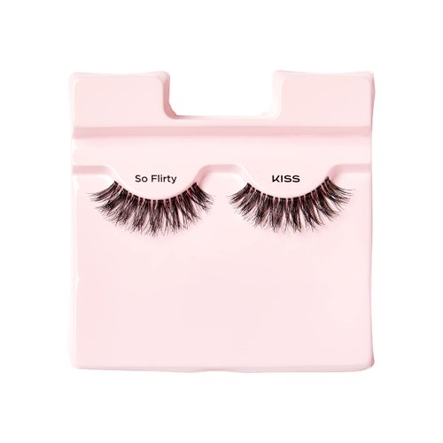 KISS Looks So Natural False Eyelashes, Lightweight & Comfortable, Natural-Looking, Tapered End Technology, Reusable, Cruelty-Free, Contact Lens Friendly, Style 'Flirty', 1 Pair Fake Eyelashes
