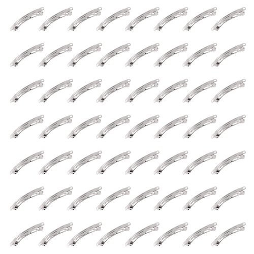 Mardatt 100 Pcs French Barrette Hair Clips Assortment Set 1.57 Inch Silver Metal Blank Alligator Hairpin Rectangle Craft Bow Clips for DIY Hairdressing Accessories (4 cm)