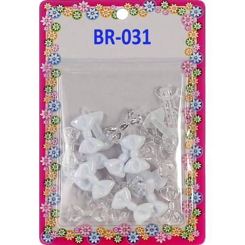 Tara Girls Self Hinge Plastic Mini Bow Hair Barrettes - White & Clear - 20 Pcs. by Tara