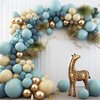 PartyWoo Blue and Gold Balloons, 140 pcs Boho Blue and Chrome Gold Balloons Different Sizes Pack of 18 Inch 12 Inch 10 Inch 5 Inch for Balloon Garland Arch as Birthday Decorations, Party Decorations