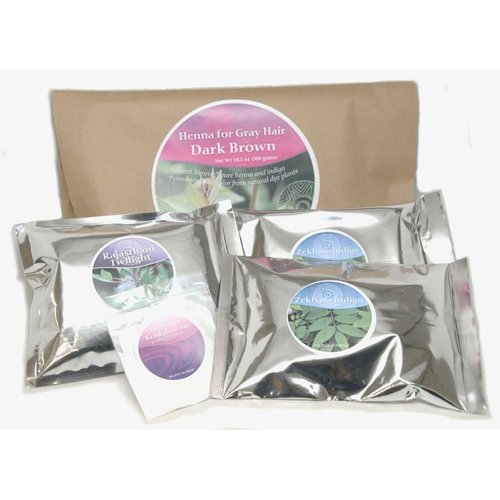 Ancient Sunrise Henna For Gray Hair- Dark Brown Hair Color- Includes Organic Henna and Indigo - 100% Natural Hair Dye