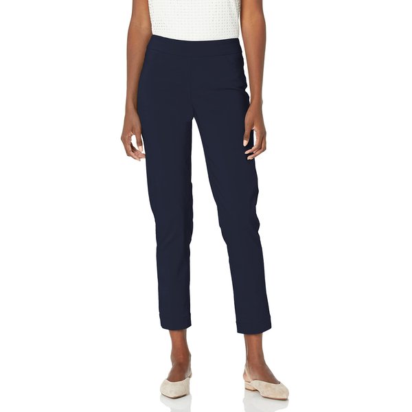 SLIM-SATION Women's Wide Band Pull On Ankle Pant with Tummy Control, 10, Midnight