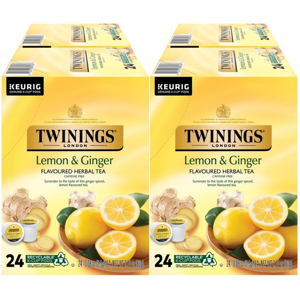 Twinings of London Lemon & Ginger Herbal Tea K-Cups for Keurig, 96 Count