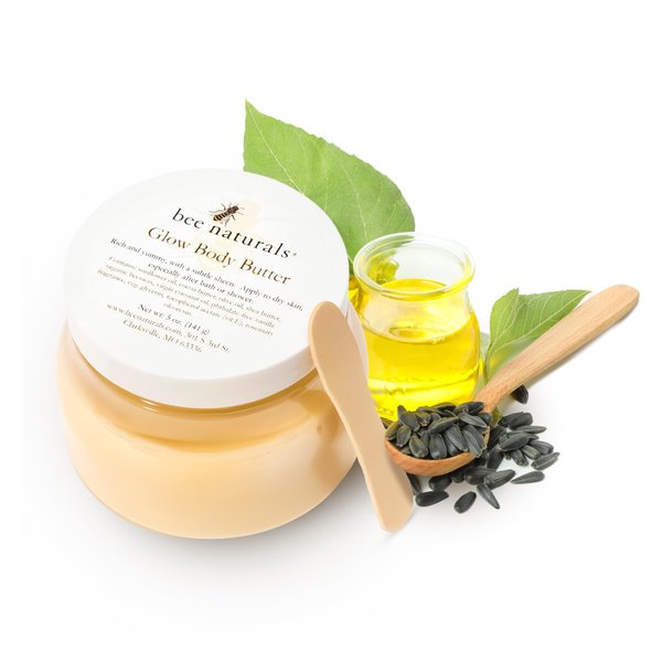 Bee Naturals Glow Body Butter – Shea & Cocoa Butter Blend for Deep Hydration, Radiant Skin, and Lasting Moisture – Infused with Organic Oils, Beeswax & Vanilla Mango Scent 5Oz – Cruelty-Free