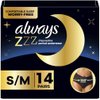 Always ZZZs Overnight Disposable Period Underwear for Women, Size S/M, Black Period Panties, Leakproof, 7 Count, Pack of 2 (14 Count Total)