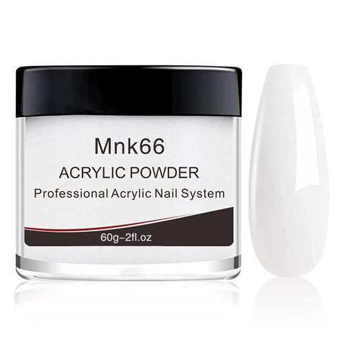 Mnk66 Acrylic Powder Clear Pink Nude Milky White Professional Acrylic Nail Powder for Nail Extension, French Nail Art 3D Flowers, Nail Carving, Beginner (YSHUJF003-Milky White-60g)