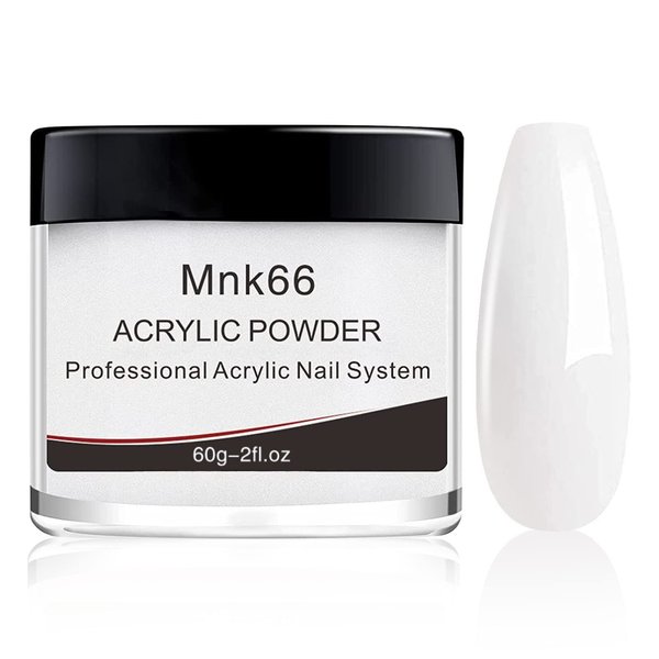 Mnk66 Acrylic Powder Clear Pink Nude Milky White Professional Acrylic Nail Powder for Nail Extension, French Nail Art 3D Flowers, Nail Carving, Beginner (YSHUJF003-Milky White-60g)
