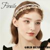Firuilo Gold Double Headbands Gray Pearls Hair Bands Bling Crystal Rhinestones Head Bands Bride Weeding Diamond Hair Hoop for Women and Girls