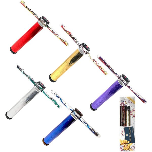 Star Magic Kaleidoscope Glitter Wand - 9 Inch Scope with a 12 Inch Glitter Wand - Liquid Motion Kaleidoscope. ONE Randomly Selected Color Kaleidoscope in A Gift Box