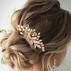 Latious Crystal Bride Wedding Hair Comb Gold Leaf Hair Piece Bridal Bead Hair Accessories for Women and Girls