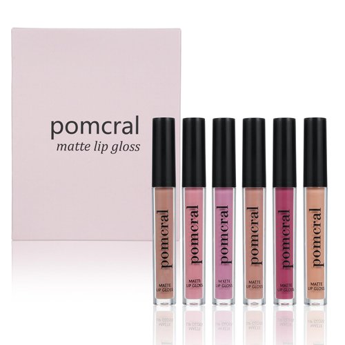 pomcral 6 Color Matte Lip gloss Sets Velvet Lip Glaze Moisturizing Waterproof Nude Lipgloss Tint Long Lasting Lipgloss Liquid Lipstick Kit