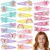 Hanaive 24 Pcs Rainbow Unicorn Clips Metal Clips Butterfly Snap Barrettes Cute Mermaid Hair Pins Sparkly Animal Hair Accessories for Toddlers Little Girls Birthday Party Gifts(Butterfly Pattern)