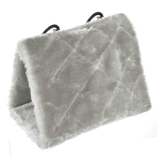 Winter Warm Bird Nest House Shed Hut Hanging Hammock Finch Cage Plush Fluffy Birds Hut Hideaway for Hamster Parrot Macaw Budgies Eclectus Parakeet Cockatiels Cockatoo Lovebird (M, Grey)