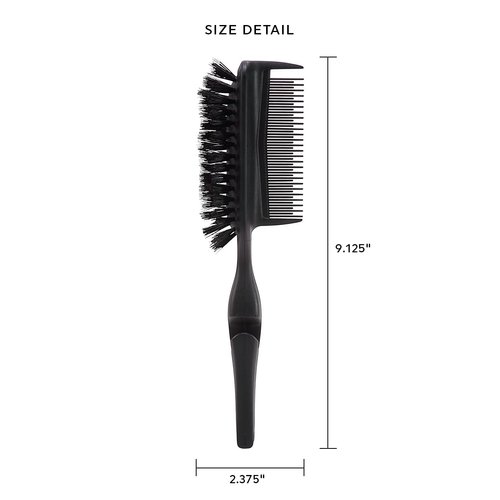 Cricket Static Free Ponytail Double-Sided Bristle Hair Brush - Smoothing, Teasing, and Volume – Anti-Static Brush for Frizz-Free Ponytails and Updos, Includes 3 Elastic Hair Ties