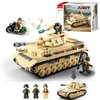 Army Tank Panzer IV Tank, 2 in 1 Model Toy Set, WW2 Scale Model Kit, with 3 Military Minifigures, Tank, Motorcycle, Gifts for Boys Aged 6-12 and Adults, Compatible with Lego Military Set, 543 PCS