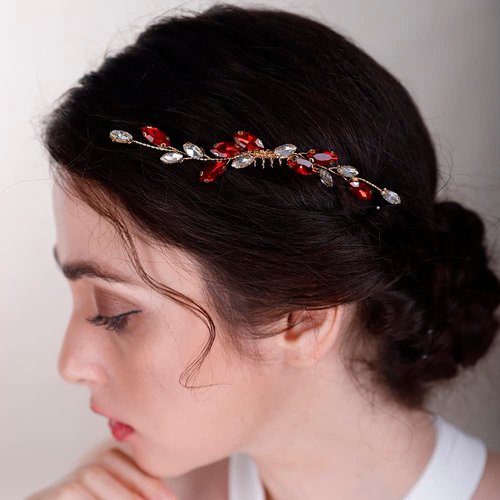 BERYUAN Purple Color Wedding Simple Crystal Hair Comb for Bride Women Girls Handmade Bridal Hair Comb for Bride and Bridesmaids Wedding Hair Accessories