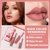 ZHISHUDL 3PCS Matte Nude Lipstick Set Liquid Lipstick Lip Gloss Set,Matte Velvety Lip Stick High Pigmented Lip Tint Lip Stain Set for Daily Makeups - Set D