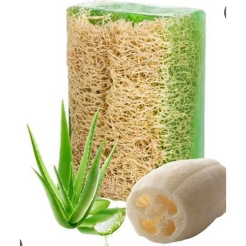 Cielche Natural Handmade Aloe Vera Soap Bar With Pumpkin Fiber 120gr | Oil Balance, Dryness, Collagen, Blackheads and Acne, Vitamins C and E, Nourishing, Anti-Aging