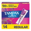 Tampax Radiant Plastic Tampons, Regular Absorbency, Unscented, 14 Count