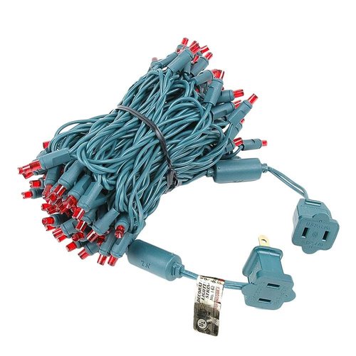 Novelty Lights 100 Light LED Christmas Mini Light Set, Outdoor Lighting Party Patio String Lights, Red, Green Wire, 34 Feet