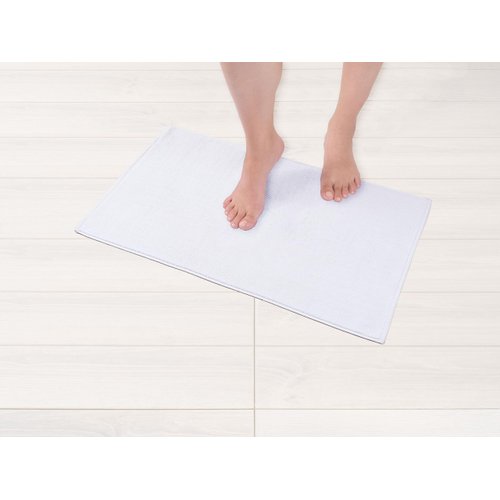American Soft Linen Bath Rug, 17 in 24 in 100% Cotton Bath Mats Rugs for Bathroom, Non Slip Washable Shaggy Form Area Rugs, White Bath Rug