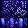 EBANKU 24Sheets Fluorescence Nail Art Stickers Decals 3D Self-Adhesive Butterfly Flower Love Fruits Pattern DIY Decoration Tools Accessories for Women Kids