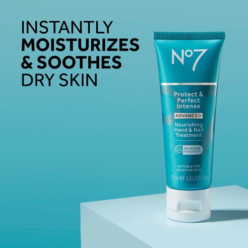 No7 Protect & Perfect Intense Advanced Nourishing Hand and Nail Cream - Anti Aging Hand Cream with Vitamin B5 - Contains Matrixyl 3000+ Collagen Peptide Anti Wrinkle Technology (75 ml)