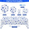 durony 121 Pieces Blue Paw Print Party Supplies Dog Birthday Tablecloth, Plates, Napkins, Forks and Paper Cups Decorations for Puppy Theme Party Supplies
