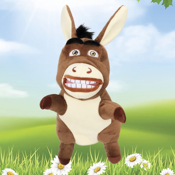 Easfan Donkey Hand Puppet Plush Animal Toy with Movable Mouth for Role Play Storytelling Preschool Teaching Birthday Gifts for Kids Boys Girls Brown, 13''