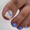 24Pcs Blue Press on Toenails White Blue Flower Fake Toe Nails Short Square False Toenails Orchid Floral Acrylic Toenails Matte Summer Toe Press on Nails Cute Beach Glue on Toenails for Women Girls