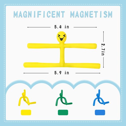 Funny Magnetic Men Toy Sets, Novelty Fidget Toys for Kids Adults, Colorful Shape-Changing Suction Cup Toys, Multipurpose Toys for Stress Relief, Travel, Office Desk, Fridge (Blue)