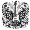 Dopetattoo 6 Sheets Temporary Fake Tattoos for Men Adults Electric Guitar Roses Angel Wing Music Notes Rock Roll Temporary Fake Tattoo for Women Neck Arm Chest for Woman
