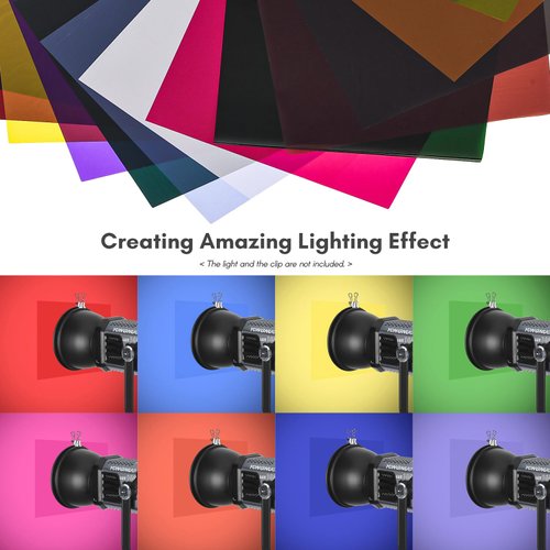 Sunydog Gel Light Filter, 20pcs Color Correction Gel Filter Sheet Kit, Transparent Colored Film Lighting Filters for Light Correction & Enhancement in Film/Video/Photo/Stage Productions(25 * 25cm)