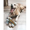 Vanity Fur Pet Shop 2-in-1 Plush Squeaky Dog Toy with Rubber Bone | Interactive & Enrichment Chew Toy for Dogs | Poochi Designer Parody – Grey Fashion | Durable, Stuffed & Squeaker Toy