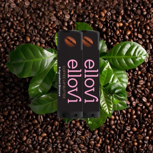 Ellovi Natural Lip Butter Lip Balm - Coffee - Pure Enough to Eat - Made With Just 6 Vegan Ingredients - Moisturizing Lip Care for All Day Hydration (2-Pack)