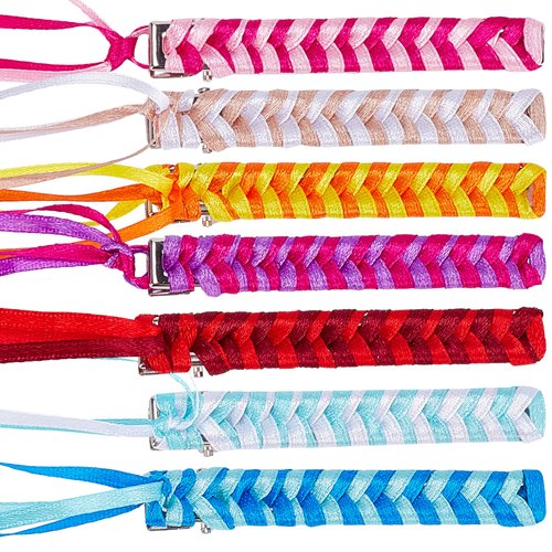 FREEBLOSS 8 Set Braided Rainbow Ribbon Hair Barrettes DIY Hair Clips Kit Retro Ribbon Barrettes M...