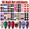 WOKOTO 16 Sheets Gradient Mable Nail Stickers Full Nail Polish Wraps Stickers for Women Girls Gel Nail Strips Stick On Nails Polish Strips with Nail File Nail Gel Stickers Full Finernail Stickers