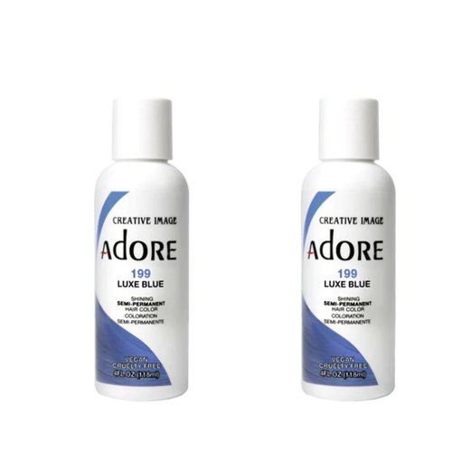 Adore Semi Permanent Hair Color - Vegan and Cruelty-Free Hair Dye - 4 Fl Oz - 199 Luxe Blue (Pack of 1)