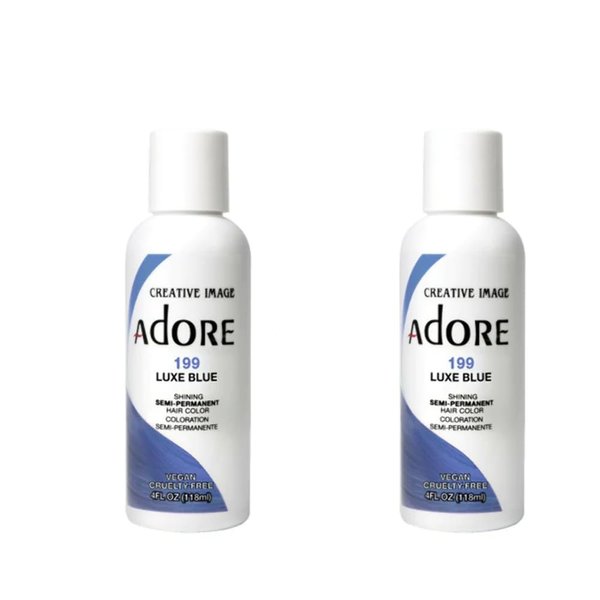 Adore Semi Permanent Hair Color - Vegan and Cruelty-Free Hair Dye - 4 Fl Oz - 199 Luxe Blue (Pack of 1)
