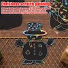 NQEUEPN 96pcs Christmas Scratch Papers, Christmas Tree Snowman Scratch Christmas Ornaments Creative DIY Hanging Craft Art Kits with Wooden Stick and Ribbon for Kids Xmas Tree Decor