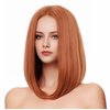 Rugelyss Copper Red Auburn Bob Wigs for Women, 14 Inches Ginger Wig with Middle Part Synthetic Hair Wig for Daily Party or Cosplay