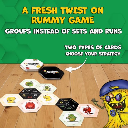 THE PURPLE OWL Groopic Monster's Style - A Rummy Strategy Card Game | Kids Card Games | Fun Family Game Night | Travel & Camping Games for Kids 8-12 & Adults | Family Games 2-4 Players