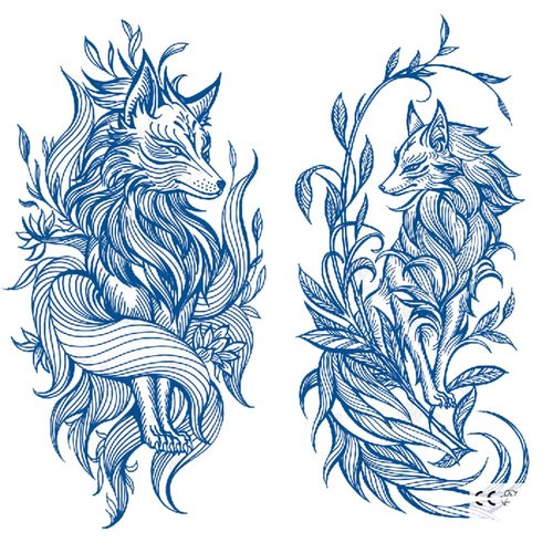Oottati 2 Sheets Semi Permanent Waterproof Temporary Tattoos, 2 Weeks Long Last, 100% Plant-Based Ink Infinity Realistic Stickers, Fox Leaf Totem