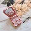 Xeahung Pink Contact Lens Case Travel Kit Portable Contact Case with Mirror Tweezers Remover Tool Solution Bottle for Daily Outdoor Office