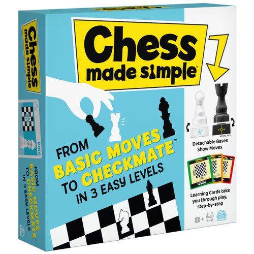 Spin Master Games, Chess Made Simple, Beginner Learning Chess Set with Chess Board & Chess Pieces 2-Player Strategy Board Game, for Ages 8+
