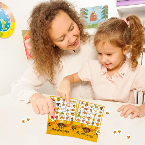 Geefuun 32 Players Thanksgiving Games Fall Bingo Cards for Party Supplies Decorations